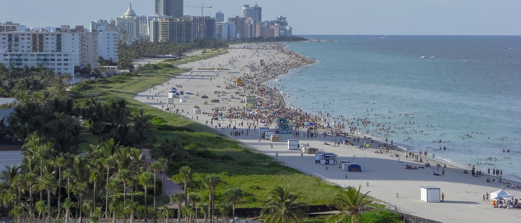 Miami Beach shoreline and skyline in Florida